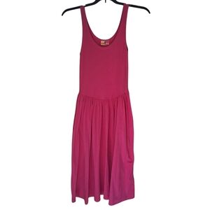 Sam & Max Bright Pink Pockets Fit And Flare Midi Dress Medium Sleeveless